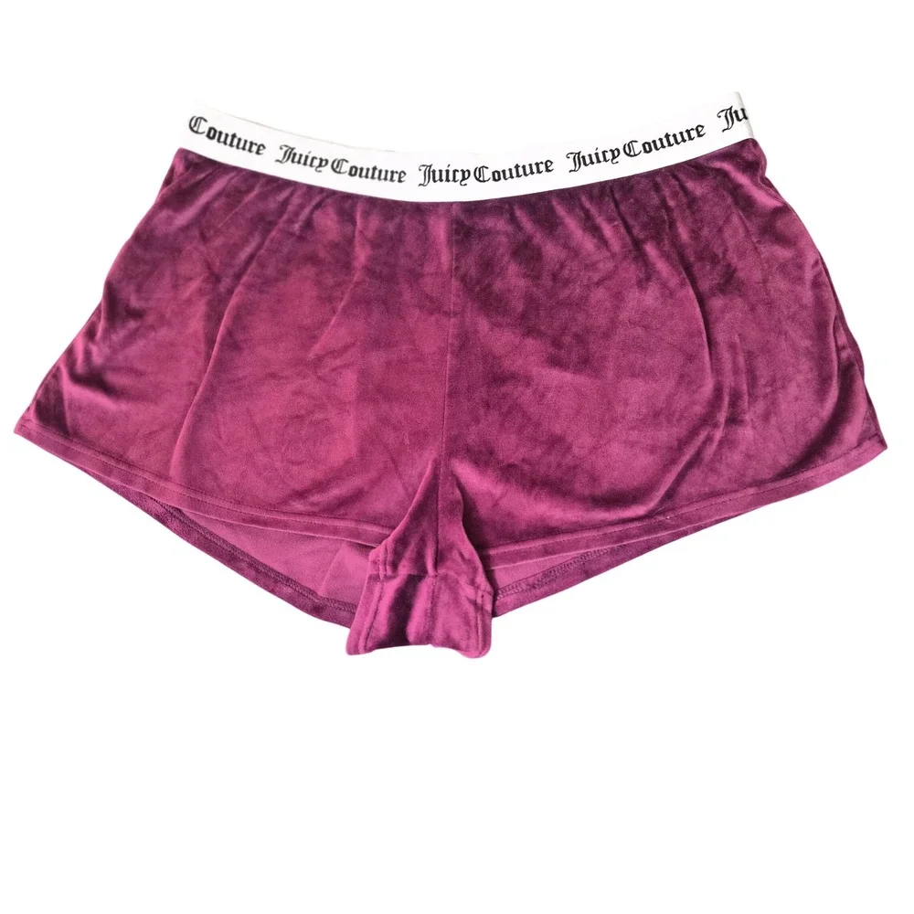 Juicy Couture Velour Sleep Shorts XL Plum Purple Rhinestone Logo Y2K Lounge